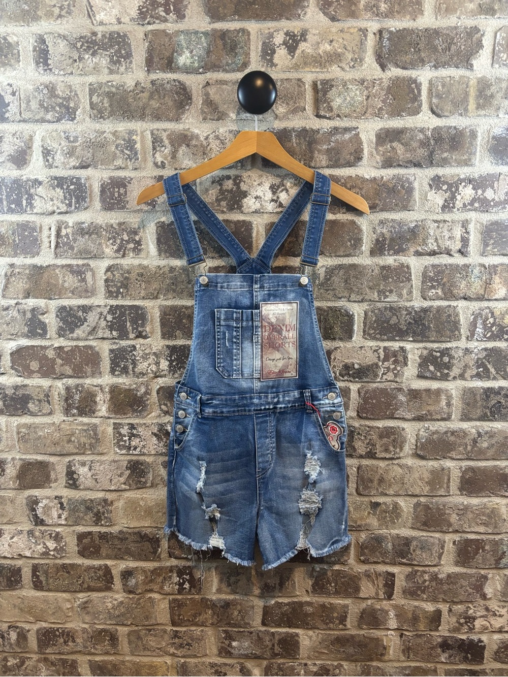 NWT Elite Jeans Distressed Denim Overalls Junior Sz S